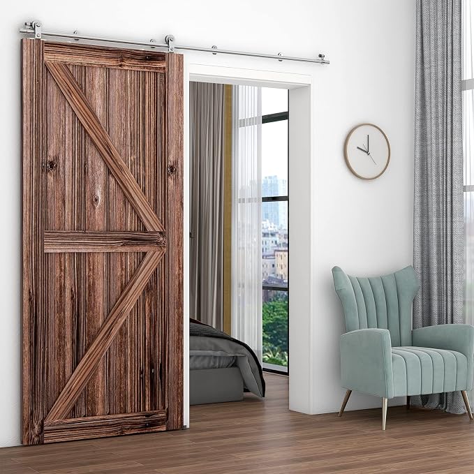 TSMST 7FT Sliding Barn Door Hardware Kit, Top Mount Stainless Steel Heavy Duty - Image 4