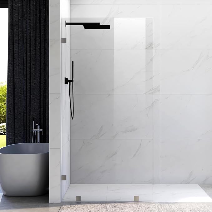 43" W ×80" H Shower Glass Panel, Frameless Fixed Glass Shower Panel by UNIKOOSHOWERDOOR