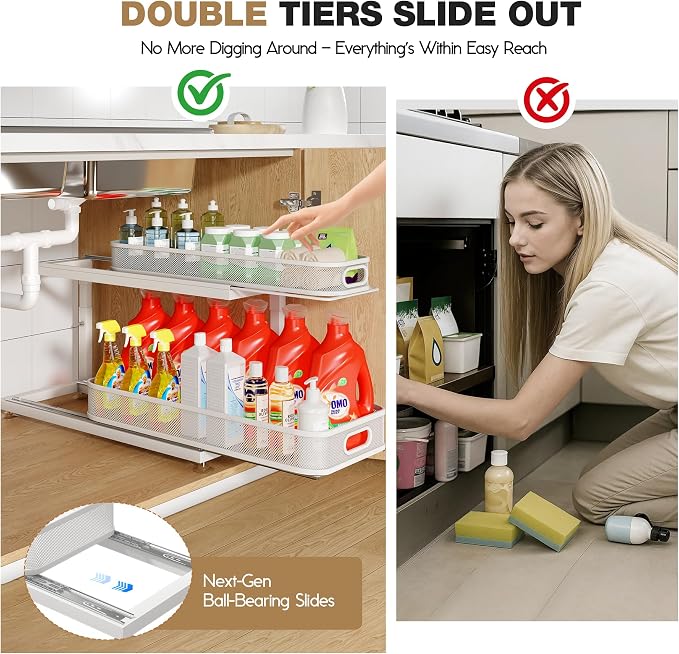 2-Pack 21.3 IN Depth Under Sink Organizer - Image 4