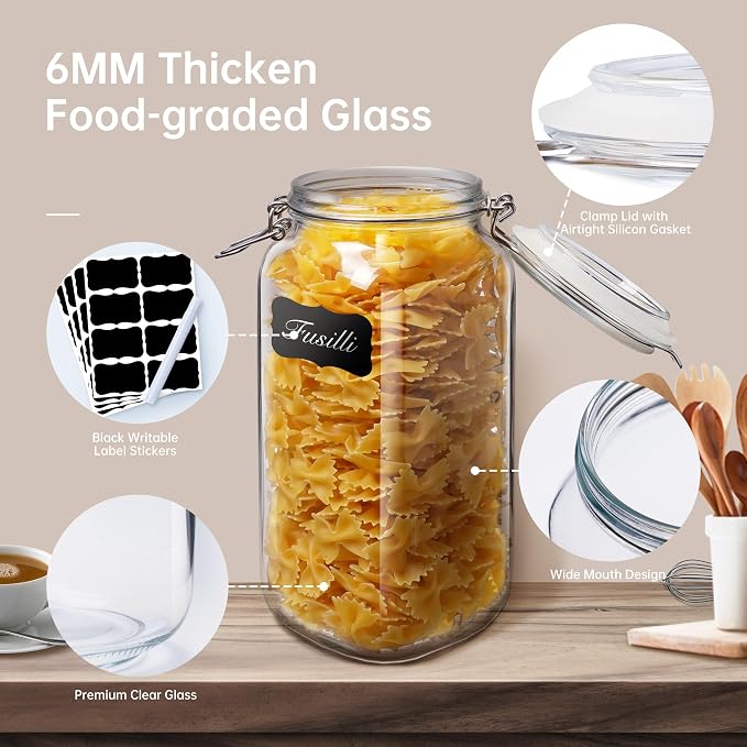 Multi Size - 5 Pack Square Glass Jars - Image 4