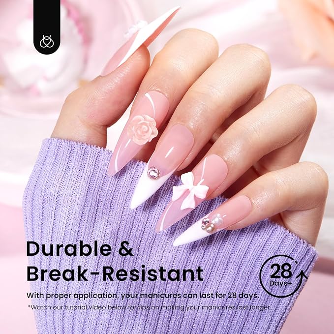 Beetles Gel Nail Tips Etch-X, Stiletto Medium, Pre-Etched Half Matte Full Cover - Image 7