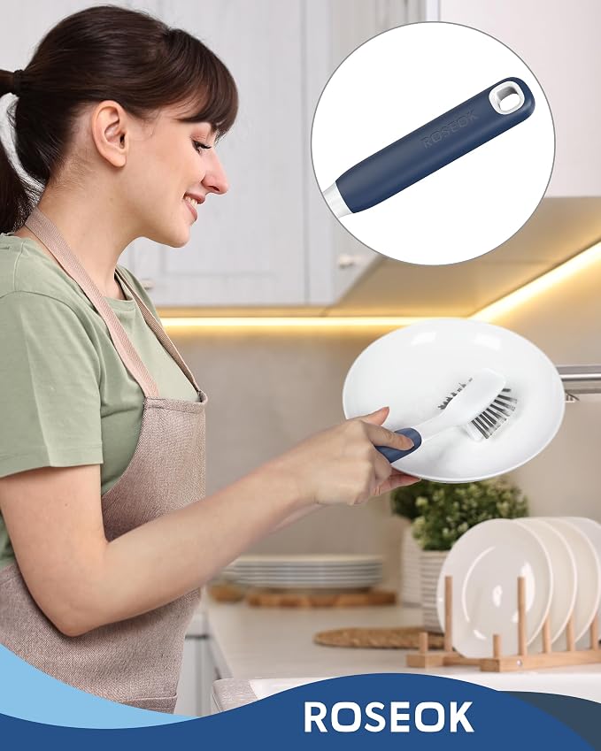 Dish Brush with Built-in Scraper, Kitchen Scrub Brush - Image 6