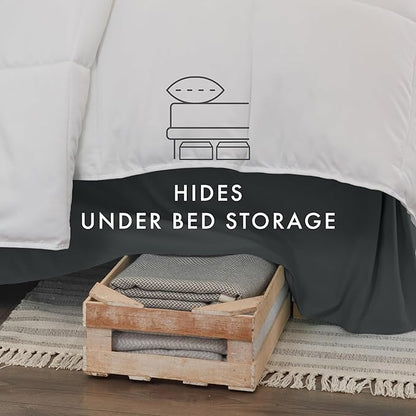 Linen Market Bed Skirt - Ultra Soft Microfiber - Easy Fit with 14 Inch Tailored Drop - Hotel Quality, Shrinkage & Fade Resistant - Bed Cover - Cal King Bed Skirt - Bedroom Décor - (Cal King, Gray)