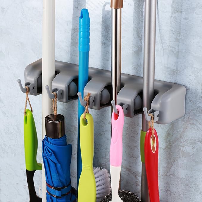 TOGU Mop and Broom Holder Wall Mounted 4 Position Storage Rack by TOGU