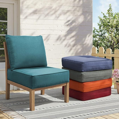 Outdoor Cushion Set for Furniture Patio Furniture, UV Resistant, Water Resistant - 6 Inch Thick Foam Garden Cushions– 24x24 Inch Patio Seat Covers for Chair/Sofa/Couch | Peacock Green | 8-Pack |
