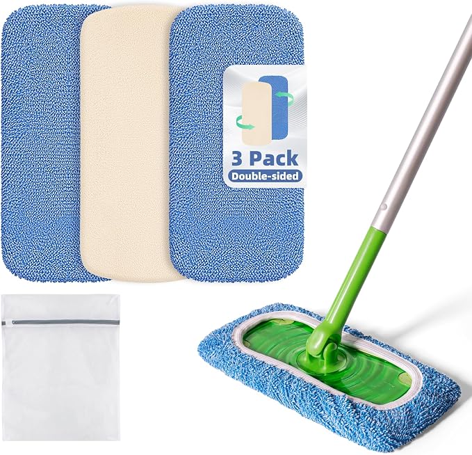 3 Pack Reusable Double-Sided Mopping Pads Compatible by Nicemiya