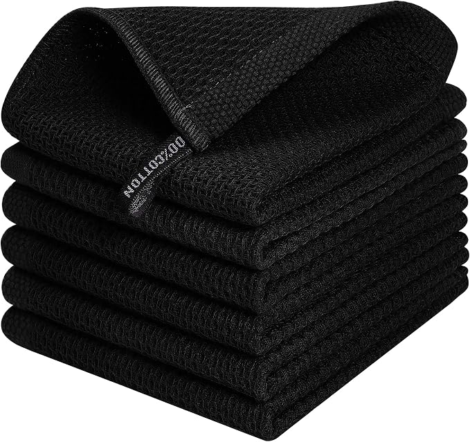 Kitinjoy 100% Cotton Kitchen Dish Cloths, 6 Pack Waffle Weave Dish Towels Ultra by Kitinjoy