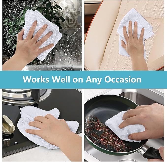 HOMEXCEL White Microfiber Cleaning Cloth, 8 Pack Cleaning Towels - Image 6