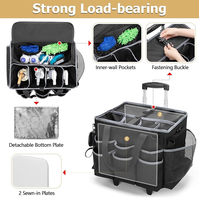 Large Cleaning Caddy with Detachable Trolley & Shoulder Strap, Cleaning - Image 2