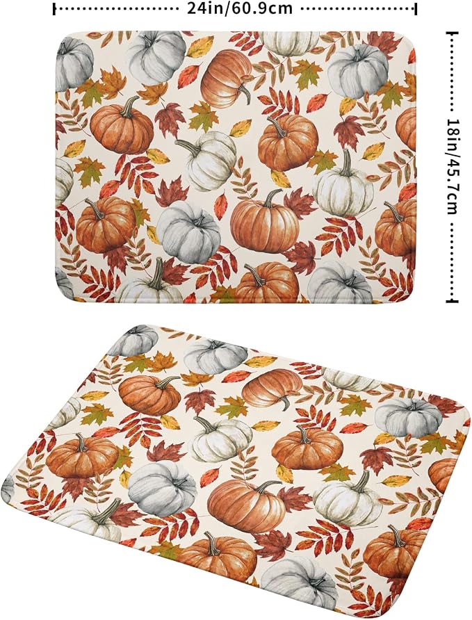 Fall Dish Drying Mat for Kitchen Counter 18x24 Inch Fall Pumpkin Kitchen Mat - Image 2