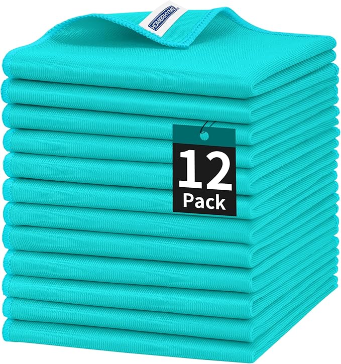 HOMERHYME Microfiber Cleaning Cloth, 12 Pack Window Glasses Cleaning Cloth by HOMERHYME