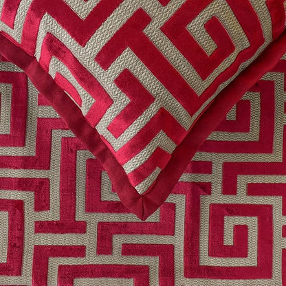 The HomeCentric King/Queen/Twin Red Designer Queen 74"x18" Bed Runner Without Pillow Cover, Maze Bed Scarf on Velvet Fabric - Path