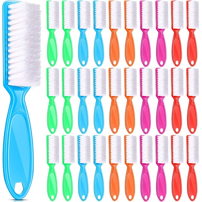 Patelai 30 Pcs Nail Scrubber Brushes Bulk Handle Grip Manicure Brushes by Patelai