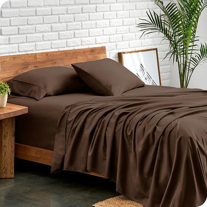 Bare Home Split King Sheet Set - 1800 Ultra-Soft Microfiber Bed Sheets - Double Brushed - Deep Pockets - Easy Fit - 5 Piece Set - Bed Sheets & Pillowcases (Split King, Cocoa)