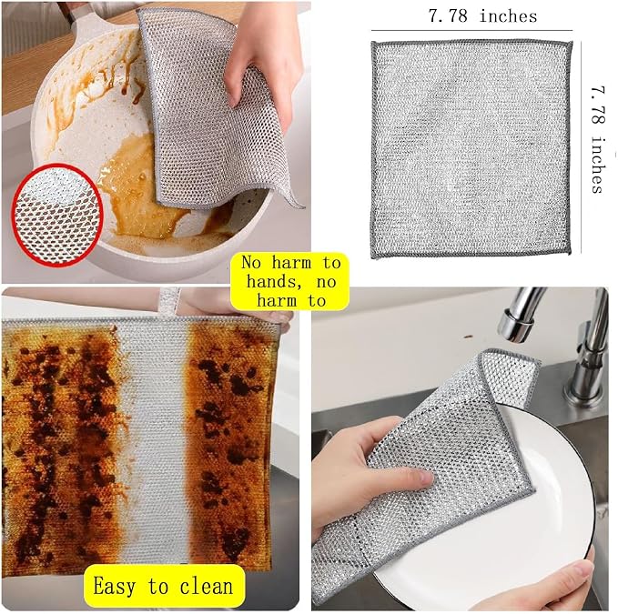 Double layer metal wire scratch free cloth, dry and wet dual-purpose metal wire - Image 6