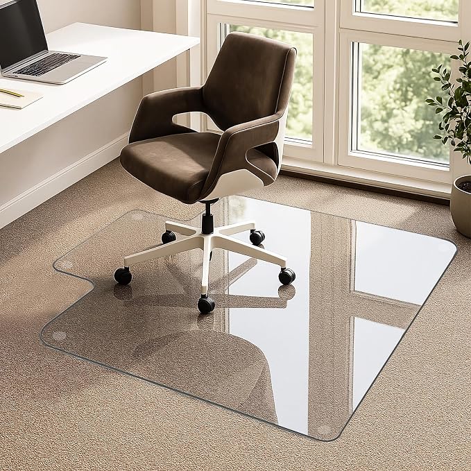 VSARHouse Irregular Tempered Glass Office Chair Mat by VSAR+House