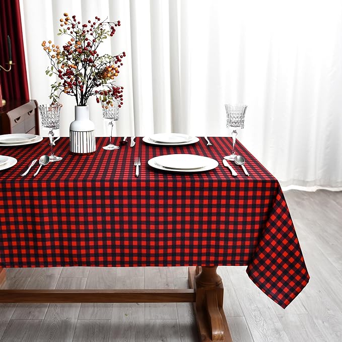 Classic Gingham Buffalo Xmas Tablecloth Fabric - Image 3