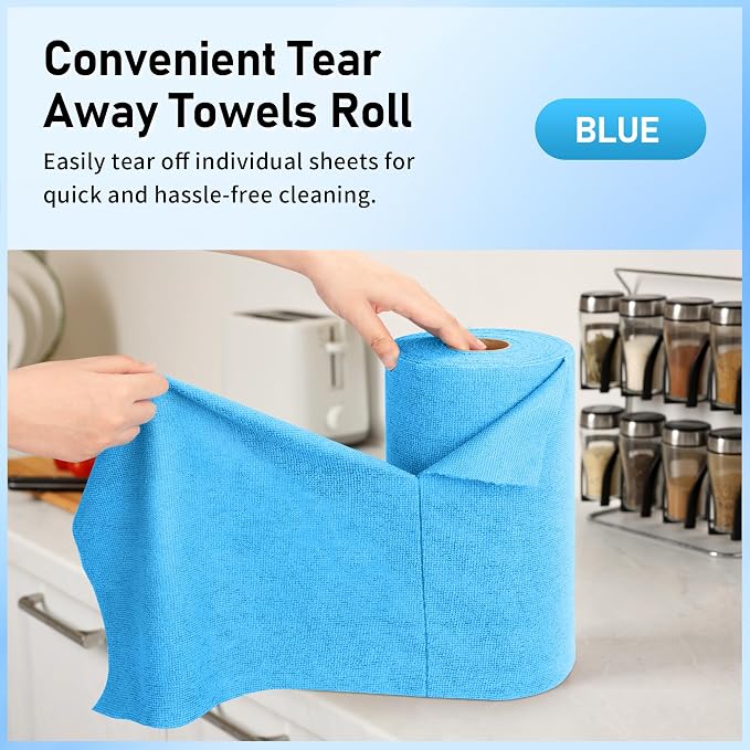 HOMERHYME Microfiber Cleaning Cloth Roll, 75 Pack Tear Away Microfiber Towel - Image 3