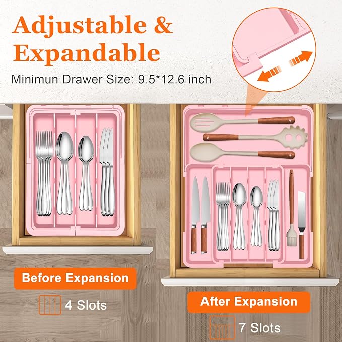 Silverware Organizer Expandable Silverware Drawer Organizer Adjustable Drawer - Image 3
