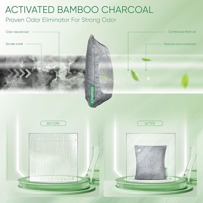 Activated Charcoal Odor Absorber, Large 10 Pack w Hooks Nature Odor Remover - Image 5