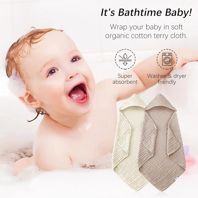 SWEET DOLPHIN Muslin Hooded Baby Bath Towels - Image 3