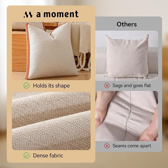 a moment Loop Yarn Linen-Like Pillow Cover Natural Soft Decorative Throw Pillow Case Farmhouse 12x20 Inch, Bohemian Textured Cushion Cover for Sofa Bed, Wrinkle-Resistant Home Decor Orange