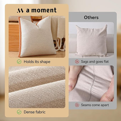 a moment Loop Yarn Linen-Like Pillow Cover Natural Soft Decorative Throw Pillow Case Farmhouse 12x20 Inch, Bohemian Textured Cushion Cover for Sofa Bed, Wrinkle-Resistant Home Decor Orange
