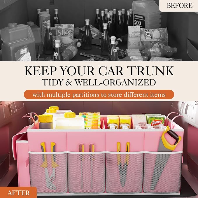 HOTOR Foldable Trunk Organizer for SUVs & Sedans, 2 Compartments, 21.3"12.6"10.6 - Image 6