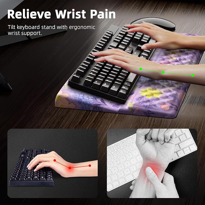 Ospelelf Keyboard Wrist Rest Pad, Comfy Ergonomic Keyboard Stand Riser Holder - Image 2