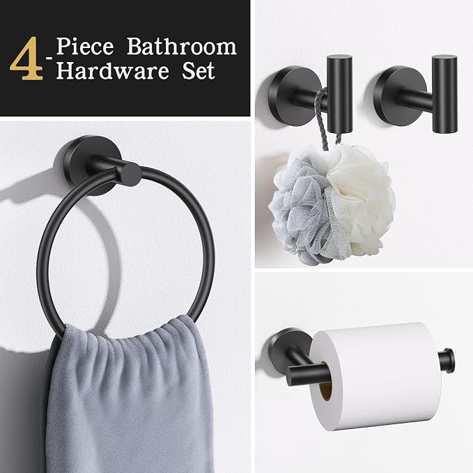 Lairuier Bathroom Hardware Set, 4-Piece Towel Bar Set Include Toilet Paper - Image 2