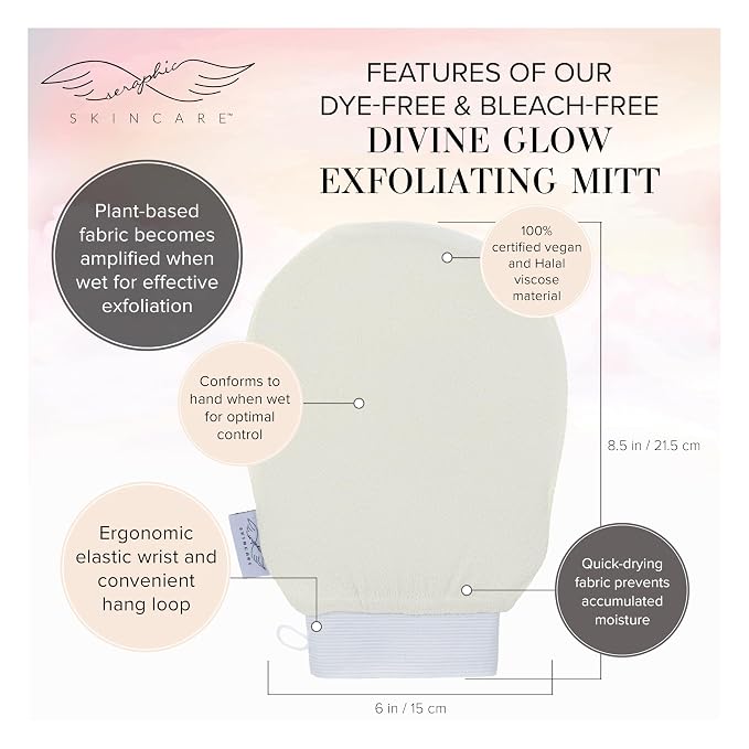 Seraphic Skincare Divine Glow Exfoliating Mitt – 100% Vegan Viscose Traditional - Image 3
