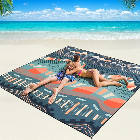 WIWIGO Beach Blanket Waterproof Sandproof Beach Mat 79" X 83"/10'x9'for 2-8 by WIWIGO