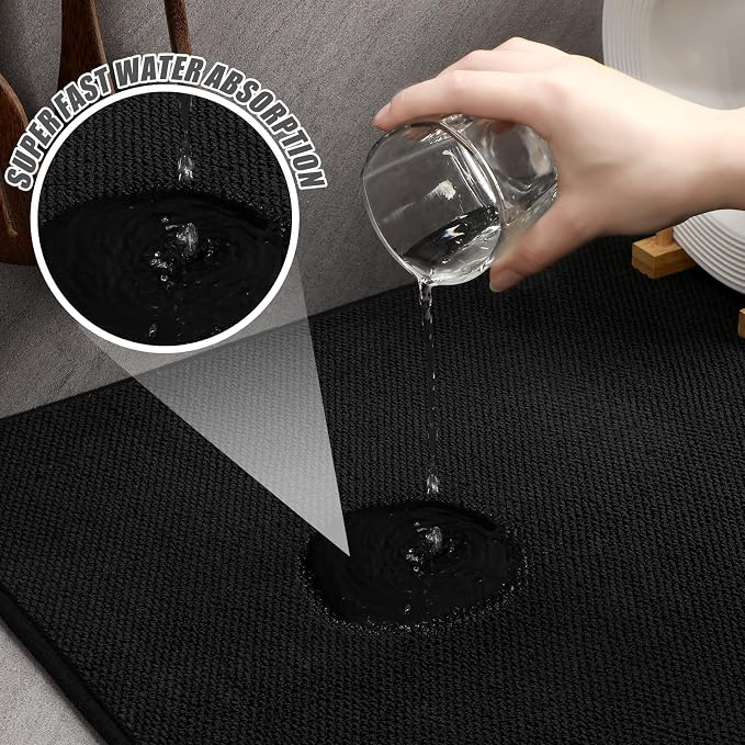 Hushee 2 Pack Extra Large Dish Drying Mat Microfiber Absorbent Dish Drying Pad - Image 3