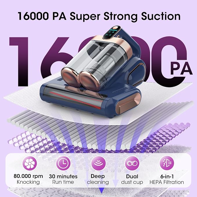 Bed Mattress Vacuum Cleaner Cordless 16Kpa Handheld Vacuum, Vacuum Cleaner - Image 4