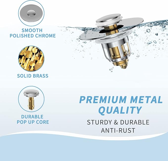 Universal 2 in 1 Bathroom Sink Stopper, Pop Up Bathroom Sink Drain Strainer - Image 2
