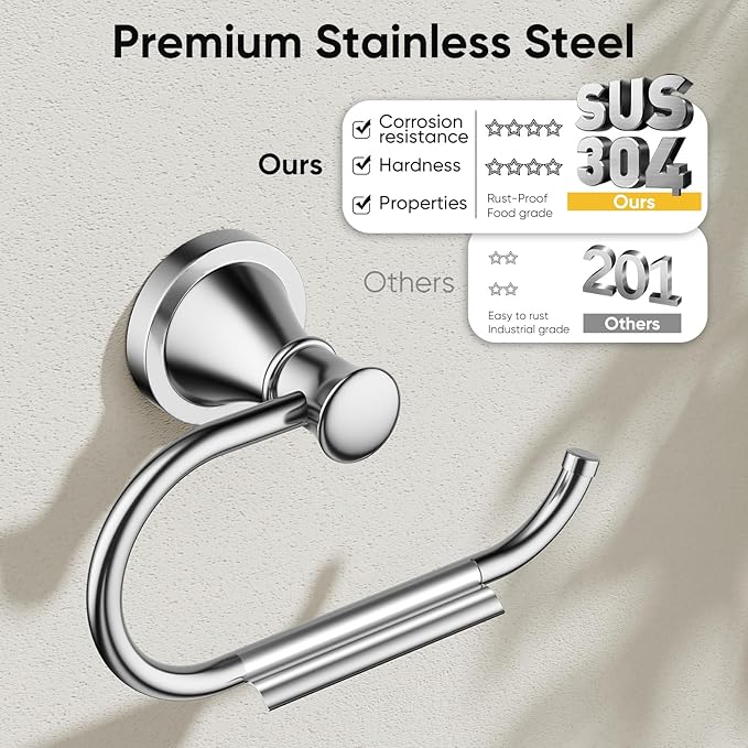 BESy Polished Chrome Toilet Tissue Paper Holder Polished Chrome Bathroom - Image 4