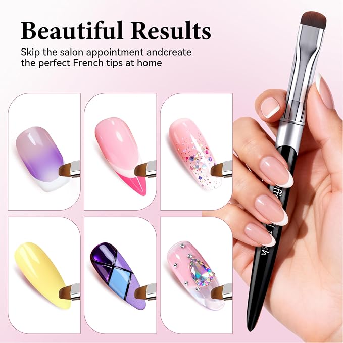 French Brush for Nails & Gel Polish Clean Up, Dual-Use Metal Handle Nail Art - Image 5