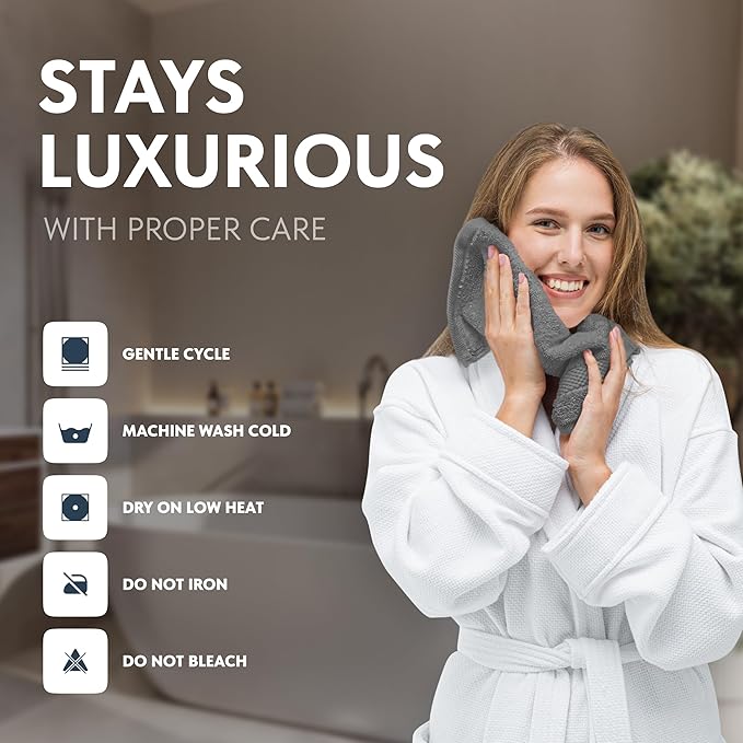 White Classic Light Grey Luxury Cotton Washcloths 12 Pc Set - Image 5