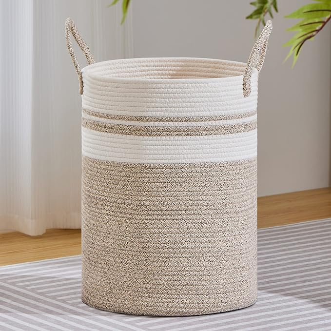 VIPOSCO Large Laundry Hamper, Tall Woven Rope Storage Basket by VIPOSCO