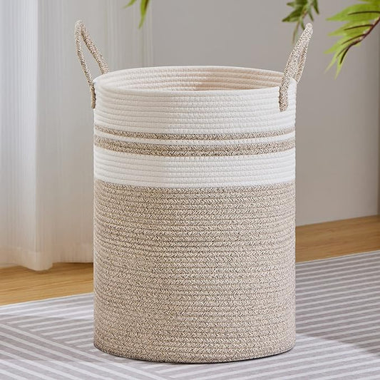 VIPOSCO Large Laundry Hamper, Tall Woven Rope Storage Basket by VIPOSCO