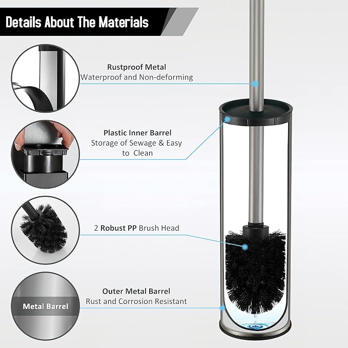 BGL Toilet Brush and Holder, Stainless Steel Toilet Brushes - Image 4