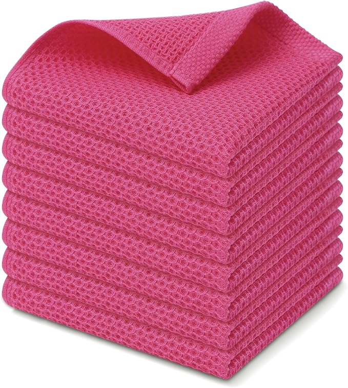 Kitinjoy 100% Cotton Kitchen Dish Cloths, 8 Pack Waffle Weave Ultra Soft by Kitinjoy