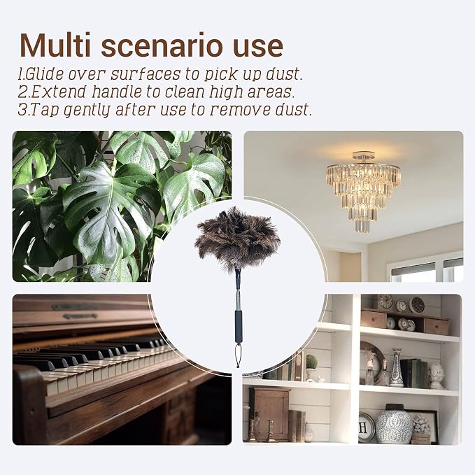 Ostrich Feather Duster for Electronics, Keyboard – Soft Dusting Tool for Screen - Image 8