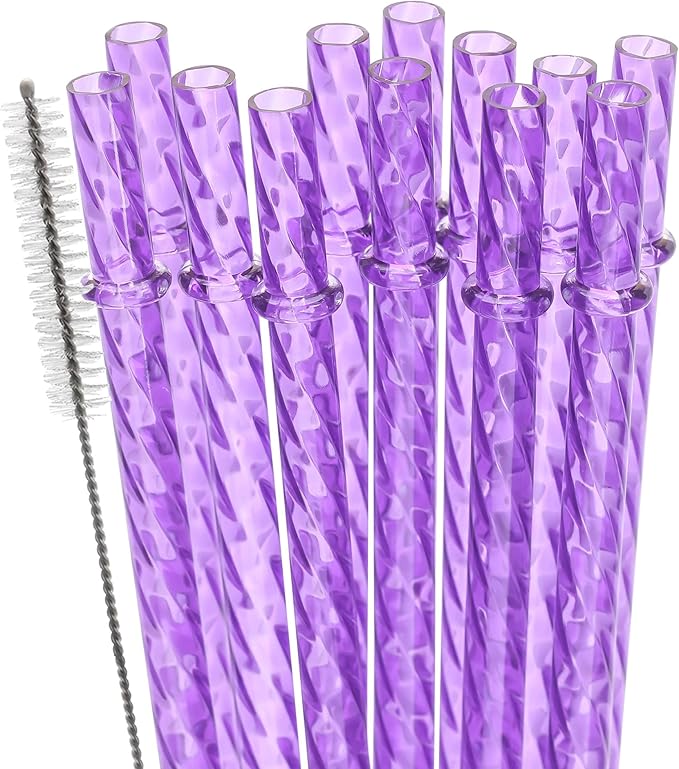 Dakoufish 12 Inch Reusable Clear Plastic Swirl Drinking Straws by Dakoufish