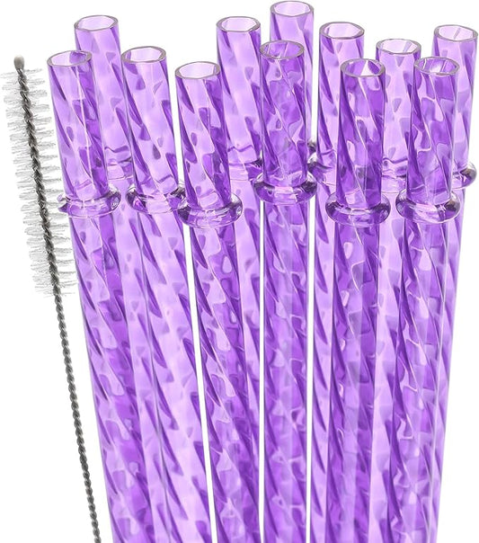 Dakoufish 12 Inch Reusable Clear Plastic Swirl Drinking Straws by Dakoufish