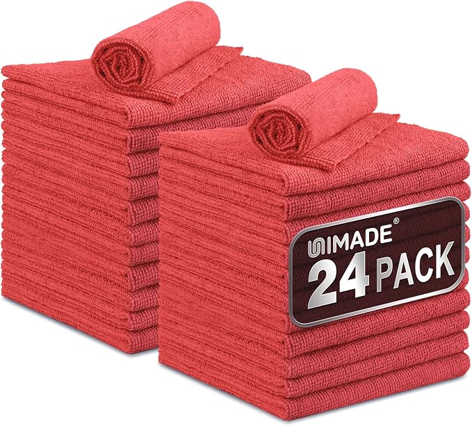 Microfiber Cleaning Cloth, 24 Pack Reusable Microfiber Towels by Unimade
