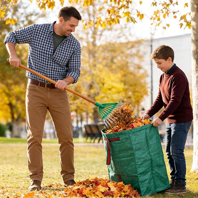 2 Pack 53 Gallon Reusable Yard Waste Bags, Dustpan-Type Leaf Collector Bag - Image 8