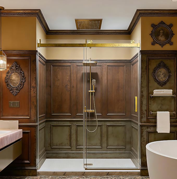 56-60" W x 76" H Frameless Soft-Close Sliding Shower Door, 3/8" SGCC Tempered by VUMALL