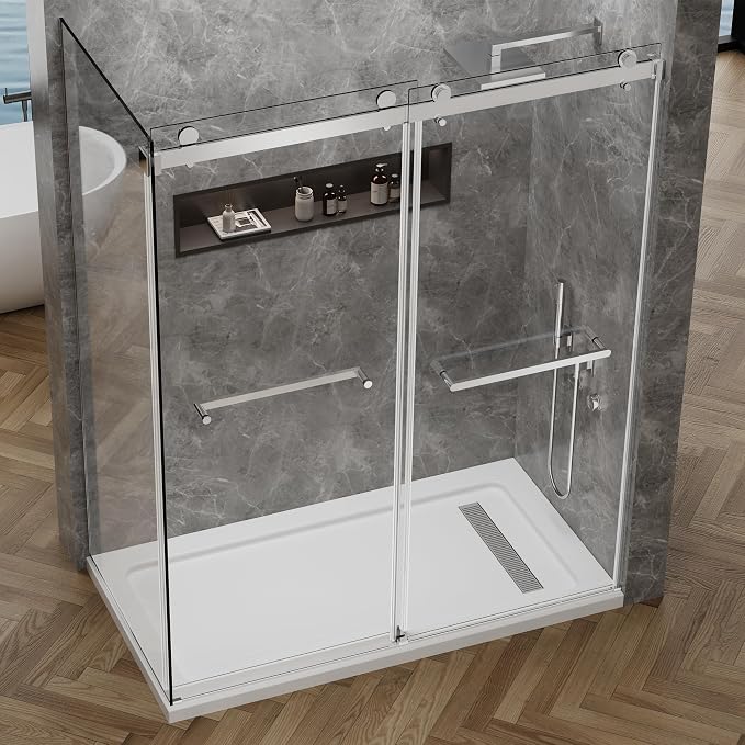 60x76 in Frameless Double Sliding Shower Door - Image 3