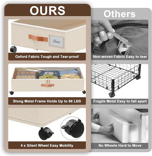 Under Bed Storage with Wheels, XXL 65L Under the bed storage Organizer Bins - Image 2